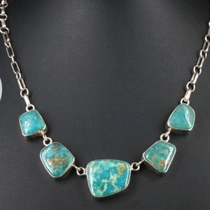 Roie Jaque Native American Sterling Turquoise Necklace